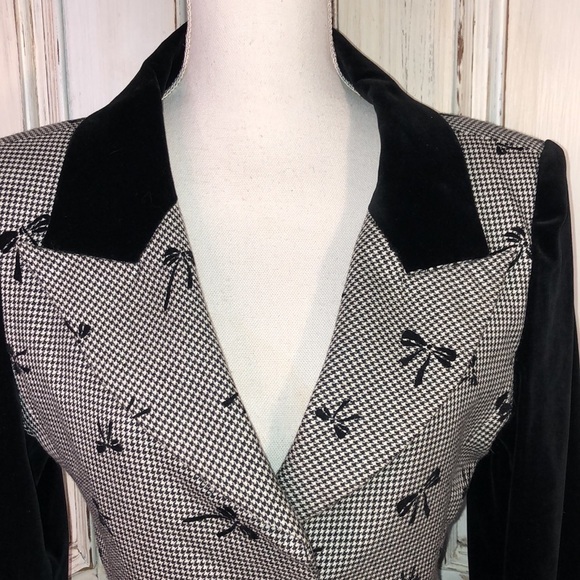 VINTAGE Look Vonn TIF  Collection Black and White Houndstooth Blazer Size 9 - Picture 5 of 15